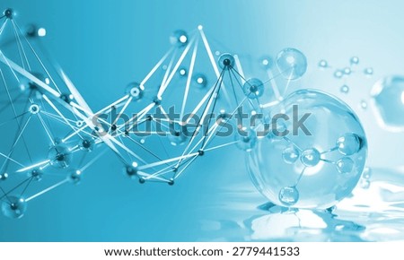 Molecular Structure on Blue Background	