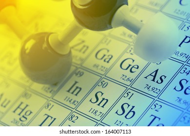 Molecule Model On Periodic Table Elements Stock Photo 164007113 ...