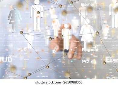 Molecules technology with polygonal shapes on dark blue background. 