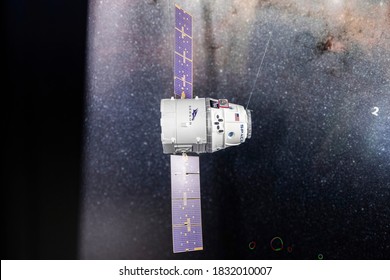 Moletai/Lithuania October 12, 2020
SpaceX Crew Dragon Spacecraft Docking To The International Space Station. Dragon Is Capable Of Carrying Up To 7 Passengers To And From Earth Orbit, And Beyond. 