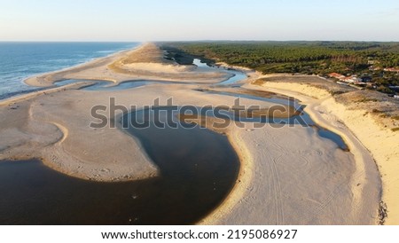 Moliets beach aerial view in Landes, France