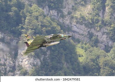 Mollis, Kanton Glarus (GL)/ Switzerland - August 16 2019: Saab AJC 37 Viggen - historic fighter plane of Swedish Air Force