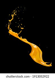 Molten Caramel Splash On Black Background