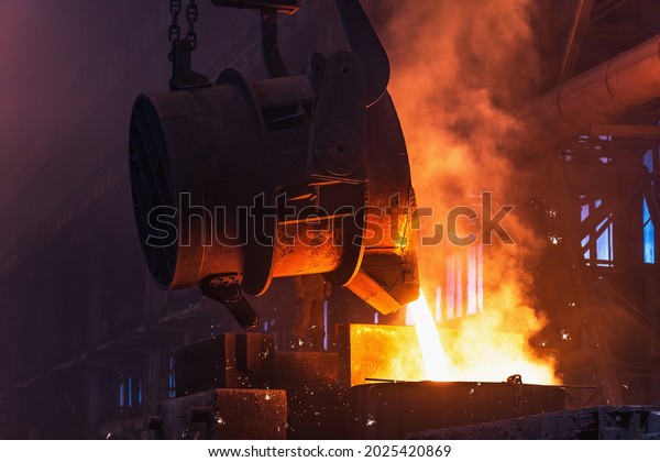 Molten Metal Poured Sparks Ladle Into Stock Photo 2025420869 | Shutterstock