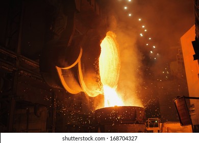 Molten steel pouring. 