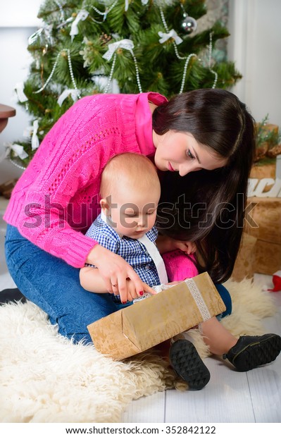 Mom Baby Son Considered Gifts Under Stock Photo Edit Now 352842122