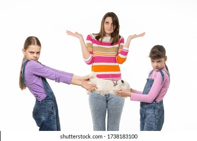 Mom Does Not Know What To Do With The Children Who Did Not Share The Toy