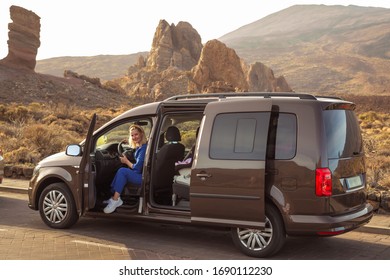 Mom Drives The Van And Whole Family To Holidays