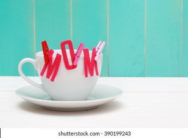 MOM Felt Letters With Clothespins On Coffee Cup