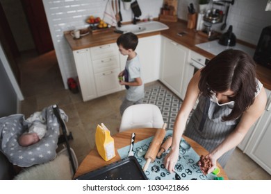 Mom Her Son Cook Cookies Cozy Stock Photo 1030421866 Shutterst image image