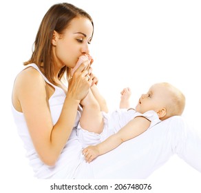 Mom Kissing Feet Baby