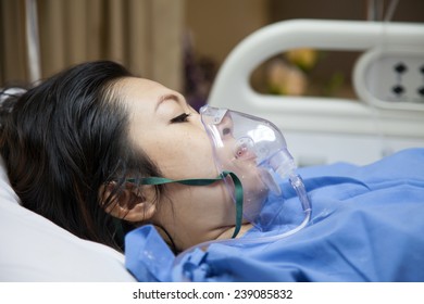 Mom In Mask Oxygen After Childbirth