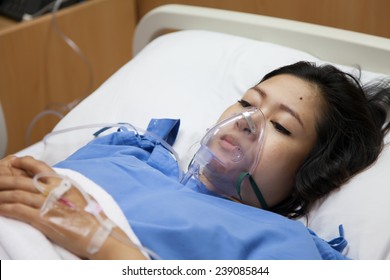 Mom In Mask Oxygen After Childbirth