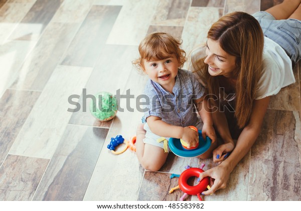 Mom Playing Her Son Toys On Stock Photo Edit Now 485583982