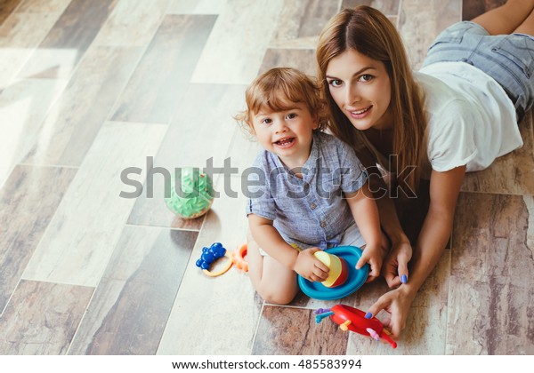 Mom Playing Her Son Toys On Stock Photo Edit Now 485583994