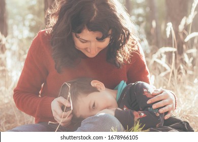 
Mom plays and her son in nature 
mom hugs son mom hugs son in nature Mom's love for her son