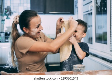 Mom Puts On Her Son Cake Stock Photo Shutterstock