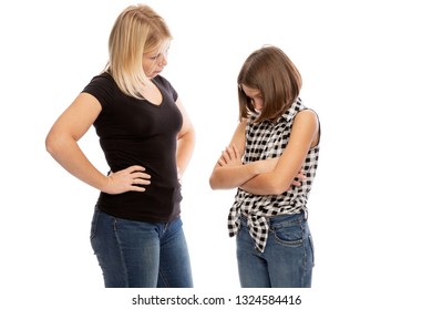 Mom Screaming Teen Daughter Isolated On Stock Photo 1324584416 ...