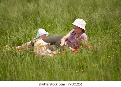 Mom And Son On A Picnic