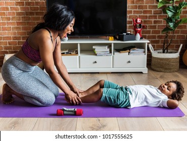 Mom And Son Workout At Home