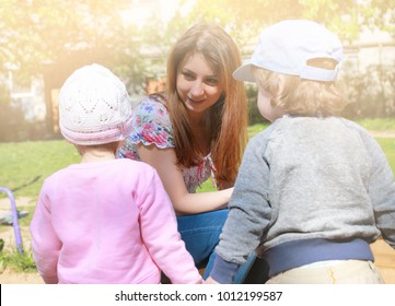 Mom Talks To The Kids Twins And Tells Them How To Act