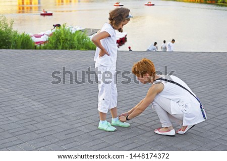 Similar – Foto Bild Seniorsportlerin und kleines Mädchen High Five