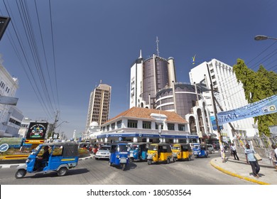 MOMBASA, KENYA - FEB 18: Modern Business District On Moi Avenue In Mombasa, Kenya On February 18, 2013 