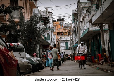 Mombasa, Kenya- Wednesday 21 ‎July, 2021: In The Streets Of Old Town Mombasa City People On Their Usual Businesses.