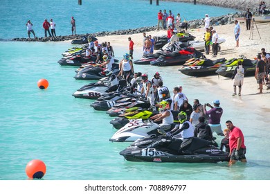 Moment Before Starting The Race During  UAE Jet Ski Race, January 9, 2014 In Abu Dhabi, UAE