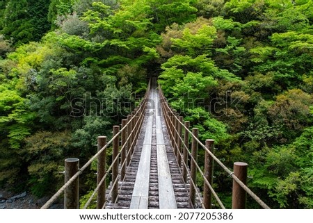 Momiki Suspension Bridge in Gokanosho, an unexplored region of Kumamoto Prefecture