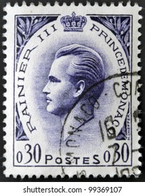 MONACO - CIRCA 1955: A Stamp Printed In Monaco Shows Rainier III, Prince Of Monaco, Circa 1955