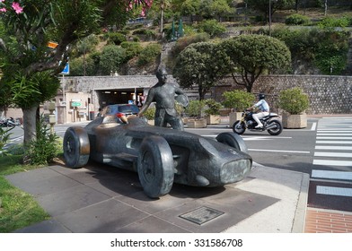 MONACO, MONACO - CIRCA JUNE 2015: Statue Of Juan Manuel Fangio 