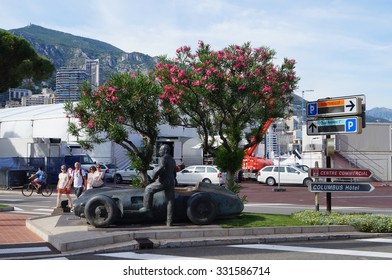 MONACO, MONACO - CIRCA JUNE 2015: Statue Of Juan Manuel Fangio 