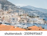 Monaco city. Panorama on the city of Monaco. Southern city. Mediterranean city. French Riviera . Mediterranean coast.