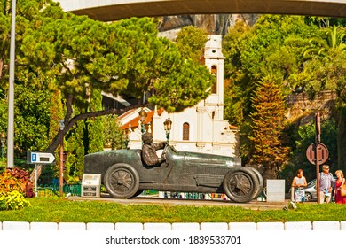 Monaco City, Monaco - September 3, 2014: Juan Manuel Fangio Memorial Dedicated To A Famous Formula 1 Racing Car Driver