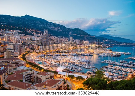 Monaco evening cityscape