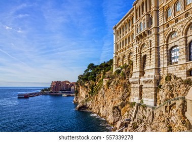 Monaco and Monte Carlo principality. Sea view, Oceanographic museum building