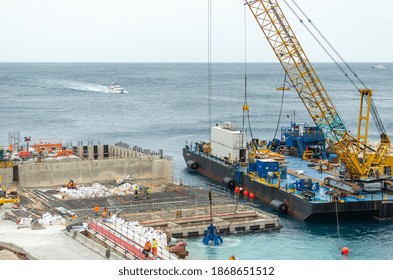 Monaco, Monte-Carlo, 09 July 2019:The Construction Of The Island Of L'Anse Du Portier, Expansion Of The Territory Of The Principality, Construction Of New Elite Quarter, The Unique Investment Project