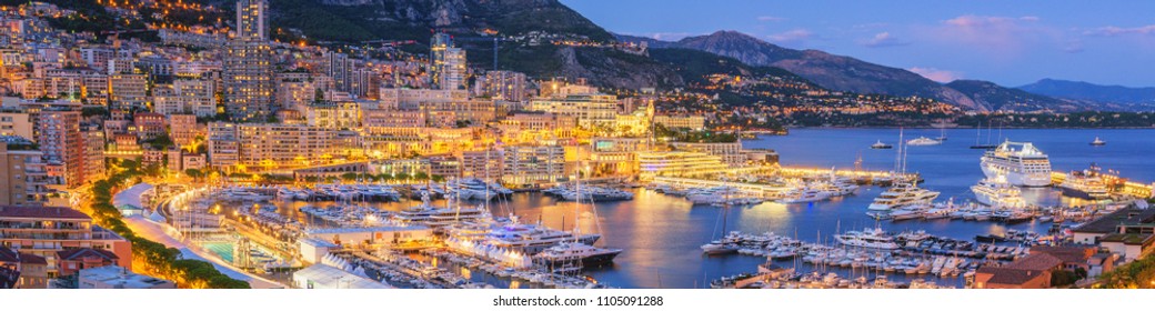 Monaco Panorama at Dusk - Powered by Shutterstock