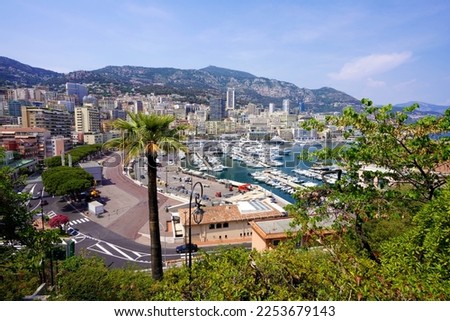 Monaco panoramic view with Monte Carlo harbour and yachts