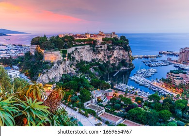 Monaco. Panoramic view of prince's palace and old town in Monte Carlo.