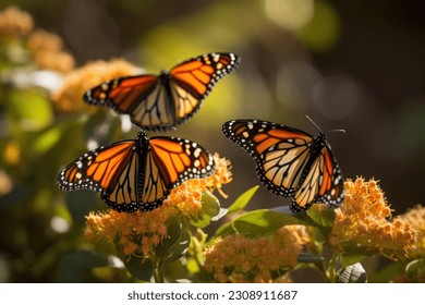 Mariposa monarca - Una mariposa monarca en flor en verano. monarca mariposa recolectando néctar de la flor. Foto de alta calidad