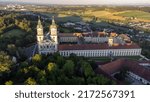 Monastary of Saint Florian (Sankt Florian) in upper Austria in the evening sun - aerial shot