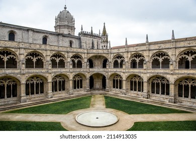 Monastero Dos Jeronimos Courtyard In Belem Lisboa. Lisbon, Portugal