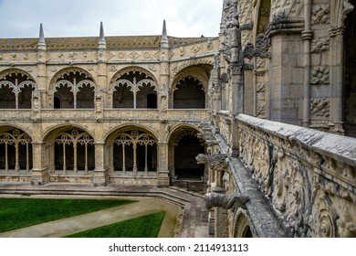 Monastero Dos Jeronimos Courtyard In Belem Lisboa. Lisbon, Portugal