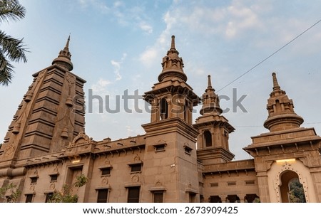 monastery architecture under bright evening sky image is taken at Tibetan monastery sarnath varanasi india.