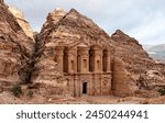 The Monastery, or Ed Deir, a monument carved into the rocks around the 1st century AD by the Nabataean civilisation in Petra, Jordan.