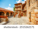 The monastery Meteora, rocky monasteries complex in Greece near Kalabaka city. Holy Monastery of the Great Meteoron 