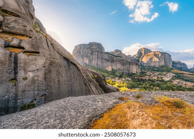 The monastery Meteora, rocky monasteries complex in Greece near Kalabaka city. Holy Monastery of the Great Meteoron and Varlaam - Powered by Shutterstock