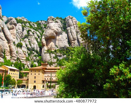 Monastery in Montserrat mountain, Barcelona, Catalonia, Spain
